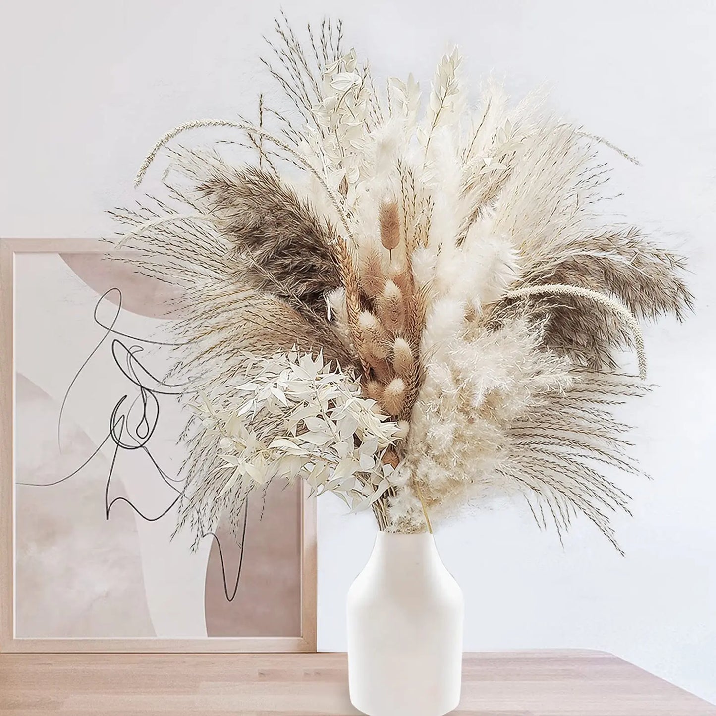 120Pcs Dried Pampas Grass Decor Flowers for Vase Pompas Grass Wedding Boho Decor,Natural Pampas Bouquet Garden Home Decoration