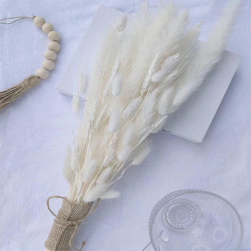 White Pampas Grass Decor 50 Pcs 17” Wedding Centerpiece Flower Arrangements Natural Home Boho Room Decoration Dried Flower Gift